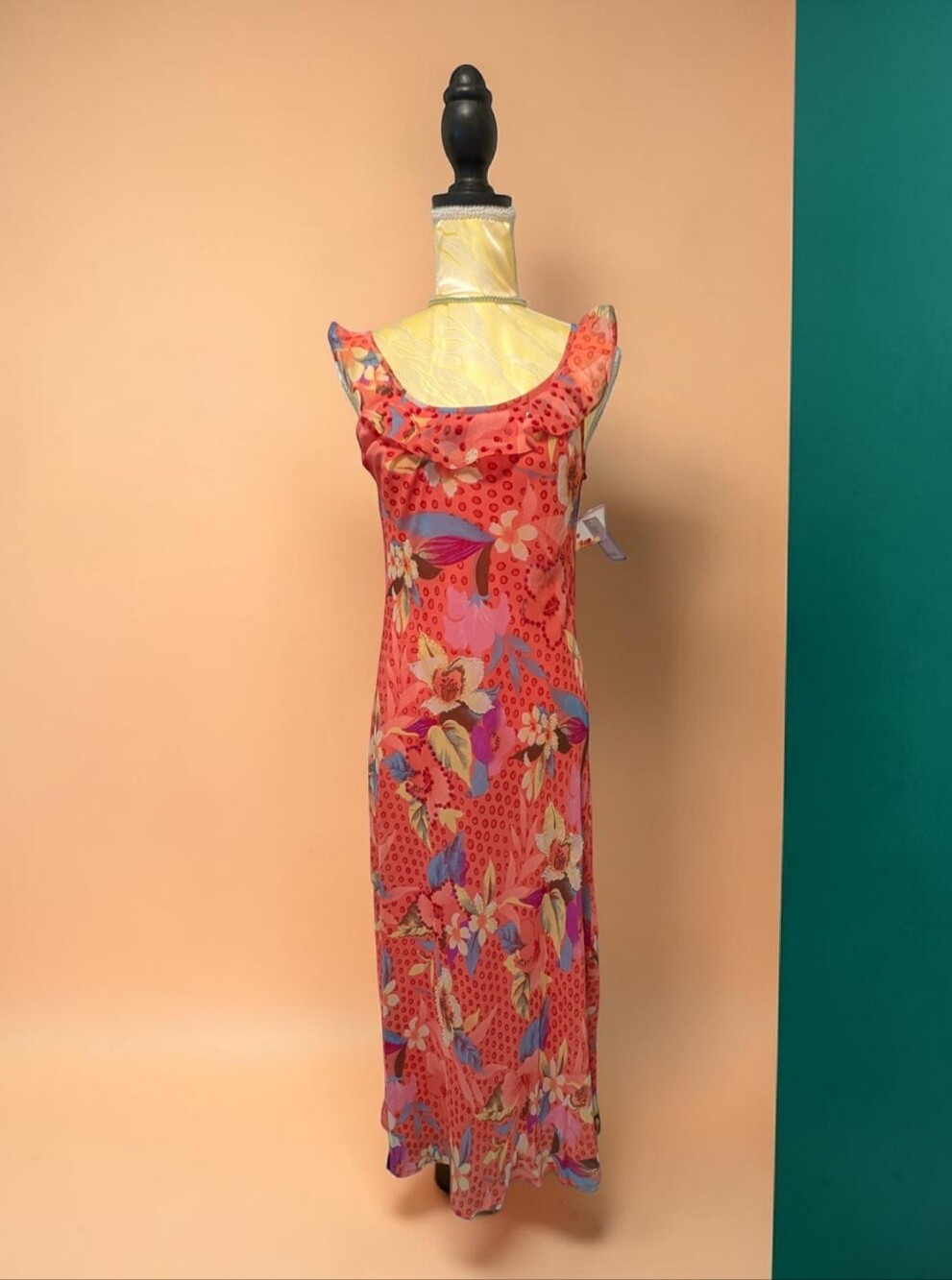 NWT Coral Floral Sleeveless Maxi Dress